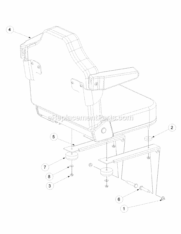 Seat Assembly Diagram and Parts List for M60-KW 53CB5D8X750 Cub Cadet Sprayer